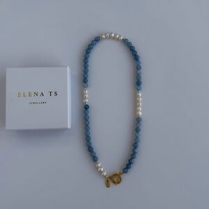 713 Aquamarine Stone Pearl Necklace